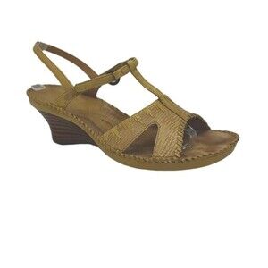 Clarks Size 8 8M Artisan Leather Heeled Sandals Light Tan #73382